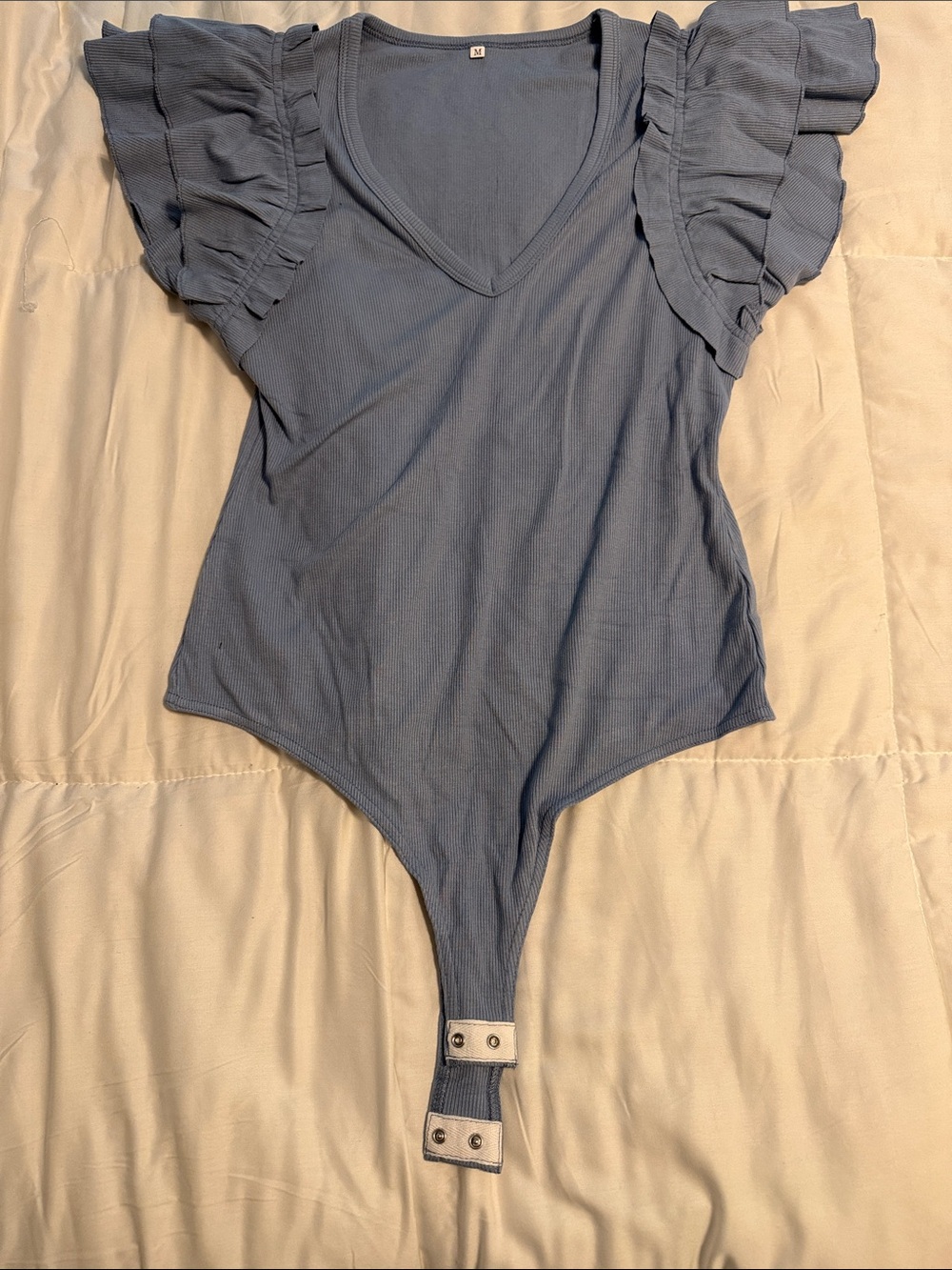 Blue Ruffle-Sleeve medium  One-Piece Bodysuit nwot
